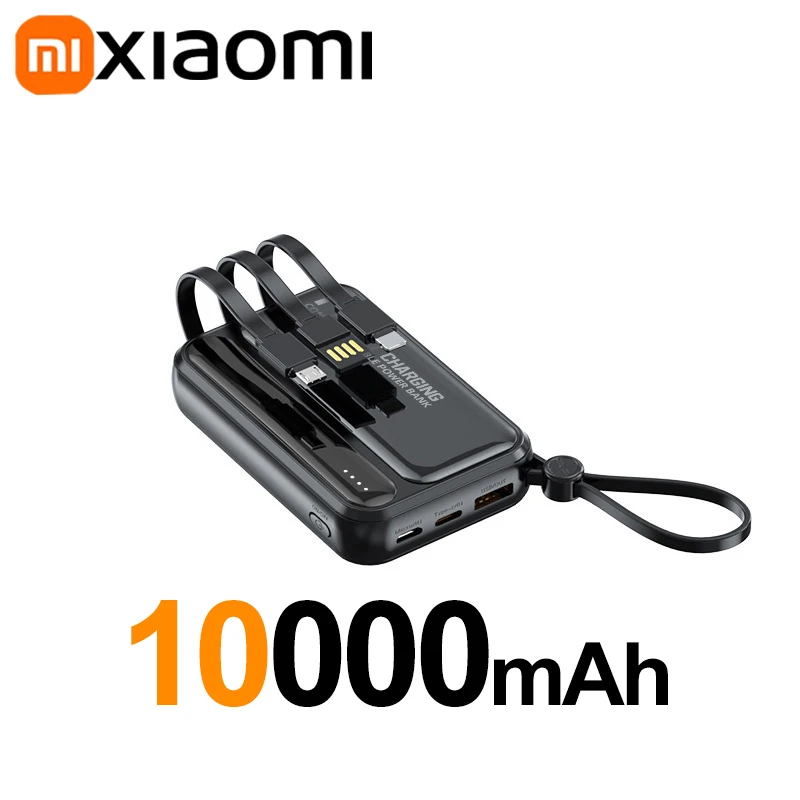 

Портативный внешний аккумулятор большой емкости со встроенными 4 кабелями, мини-банк с двусторонней быстрой зарядкой для iPhone, Samsung, 120 Вт 100000 мАч Новый