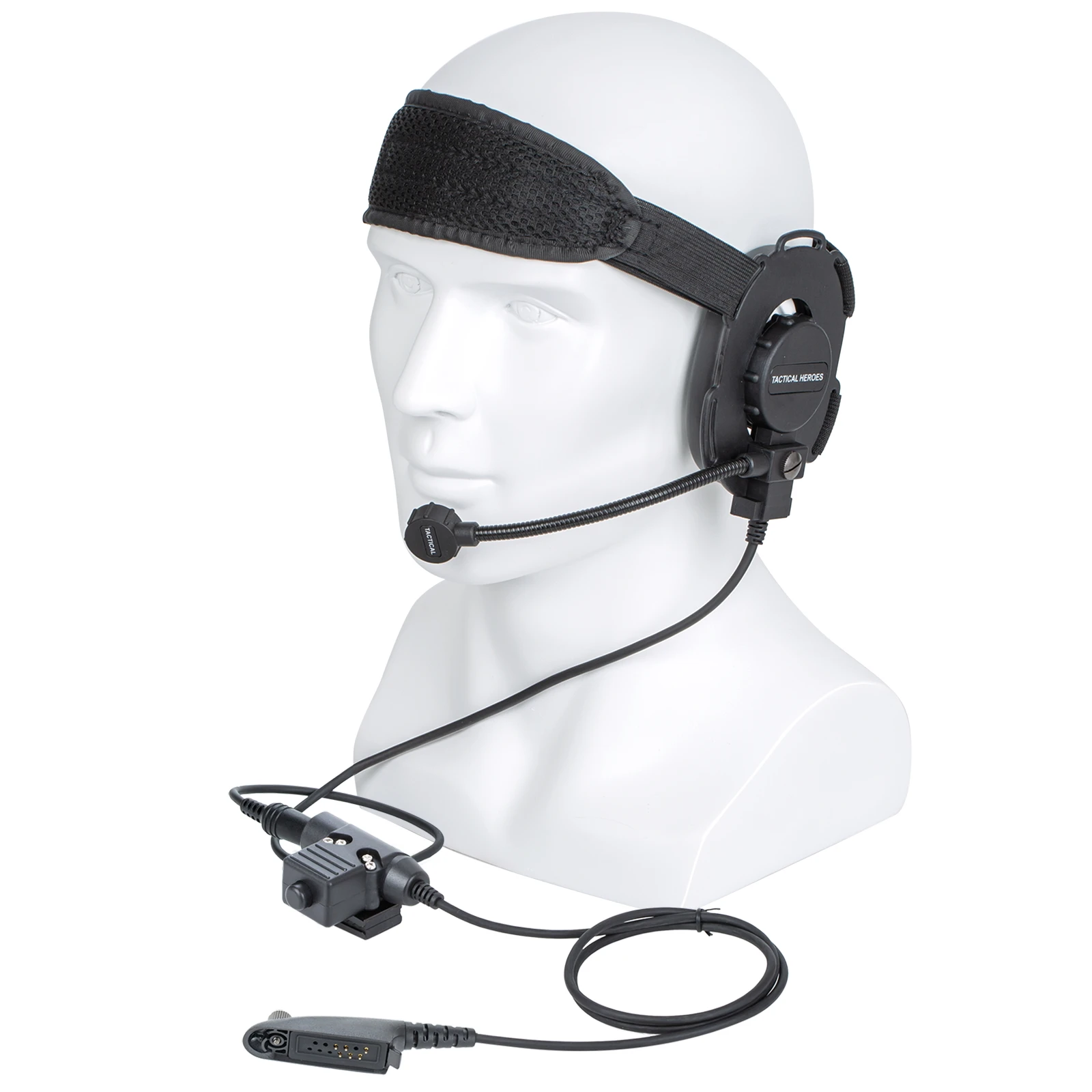 

HD03 Tactical Bowman Elite II walkie talkie Radio Headset Microphone with U94 PTT Adapter for Motorola GP140 GP320 GP328 GP338