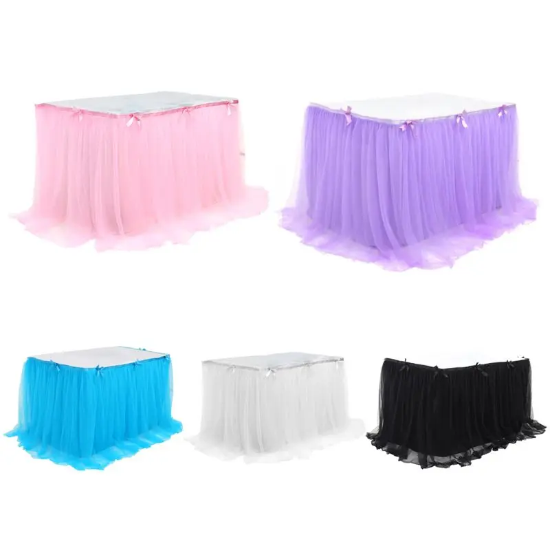 For Wedding Baby Shower Birthday Party Decoration Layered Tutu Mesh Tablecloth With