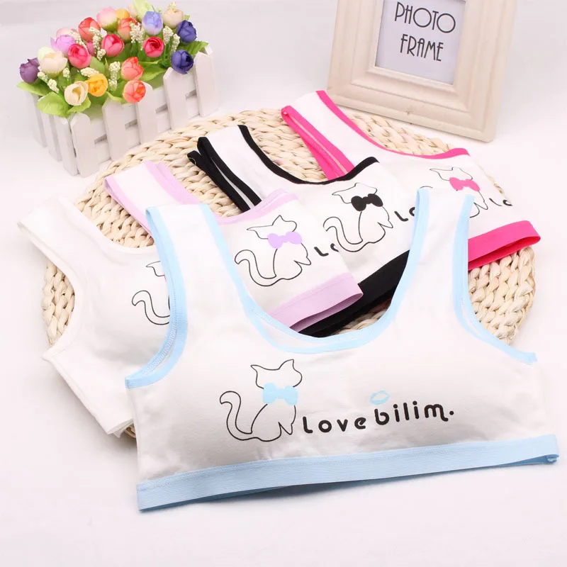 

5pc/Lot Teens Girls Sports Bra Puberty Underwear Wireless Teenager Girls Sport Bra Chest Pad 8-14Years