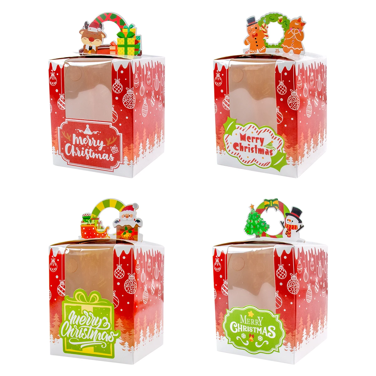 

12pcs Cute Christmas Gift Boxes DIY Candy Cookies Paper Boxes Santa Claus Snowman Merry Christmas Gifts Pack Box for Kids Noel
