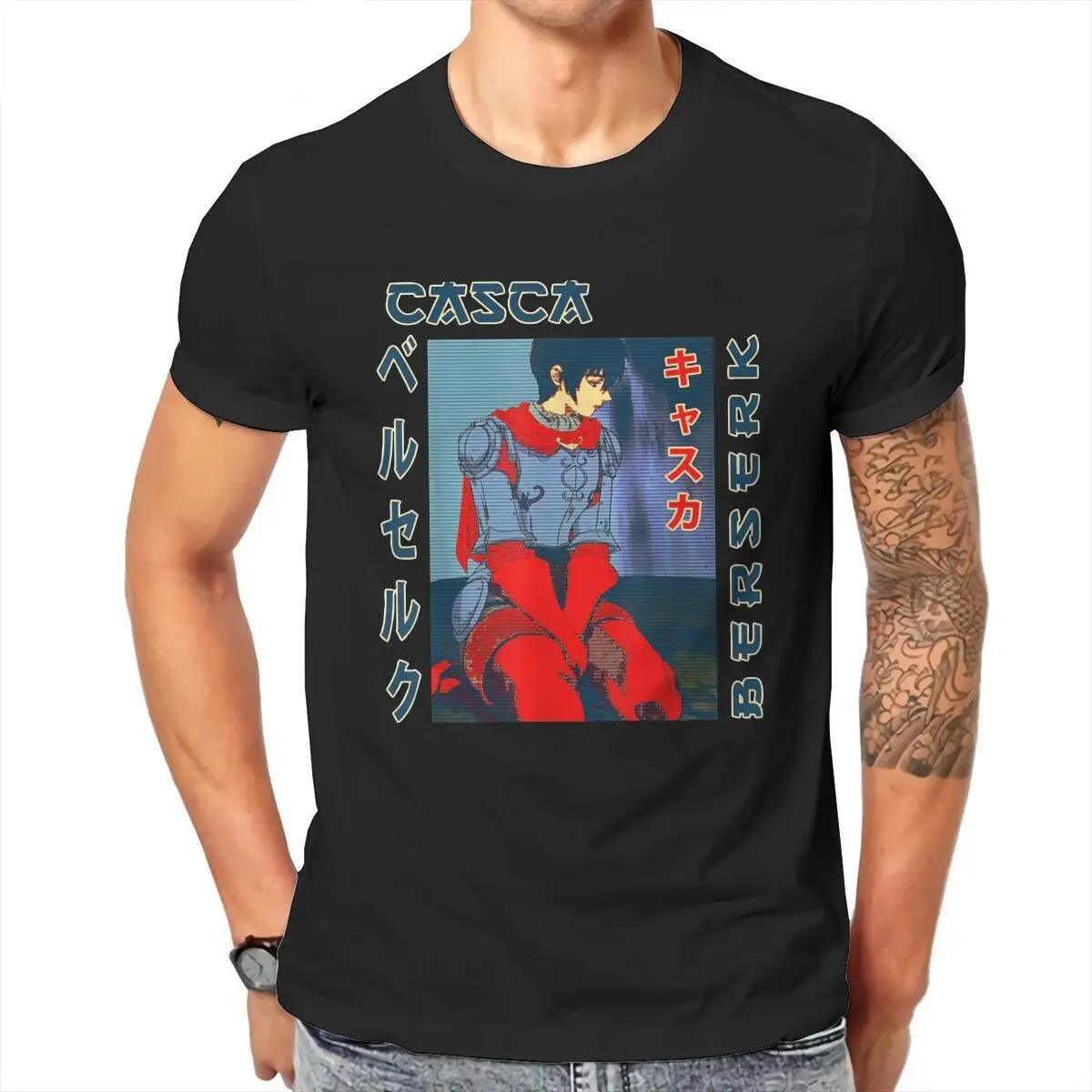 

Men's T-Shirts Anime Fantasy Berserk Casca Vintage 100% Cotton Tee Shirt Short Sleeve T Shirt Round Neck Clothes Printing