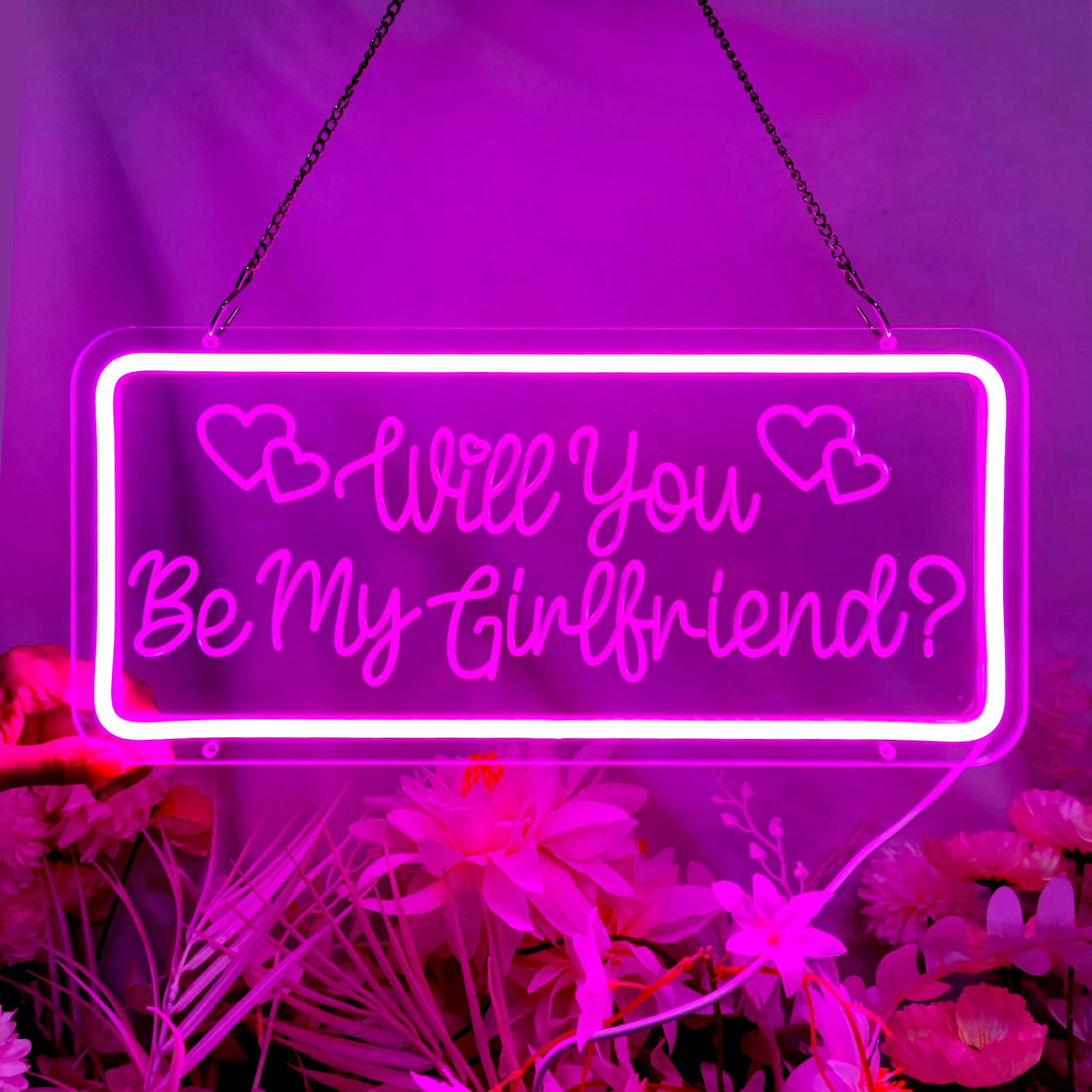 Неоновая вывеска Will You Be My Girlfriend светодиодная на День святого Валентина украшение
