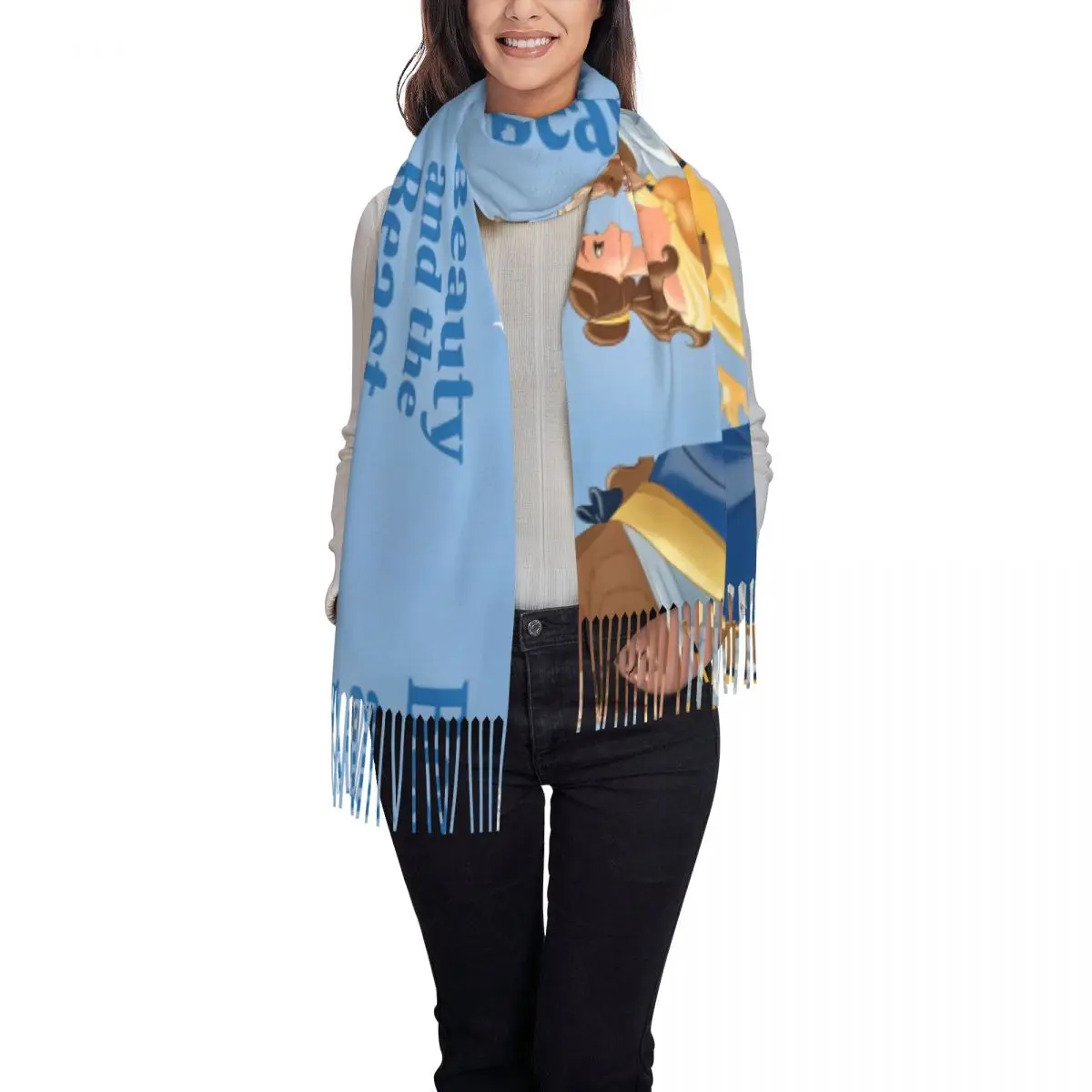 Шарф Красавица и чудовище женские головные платки с длинной кисточкой зимняя