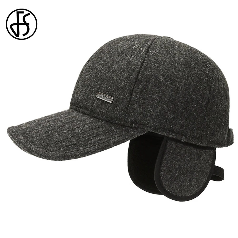 

FS 2022 брендовая мужская шапка среднего возраста с ушками, теплая утолщенная бархатная зимняя Бейсболка для женщин, ветрозащитная шапка для л...