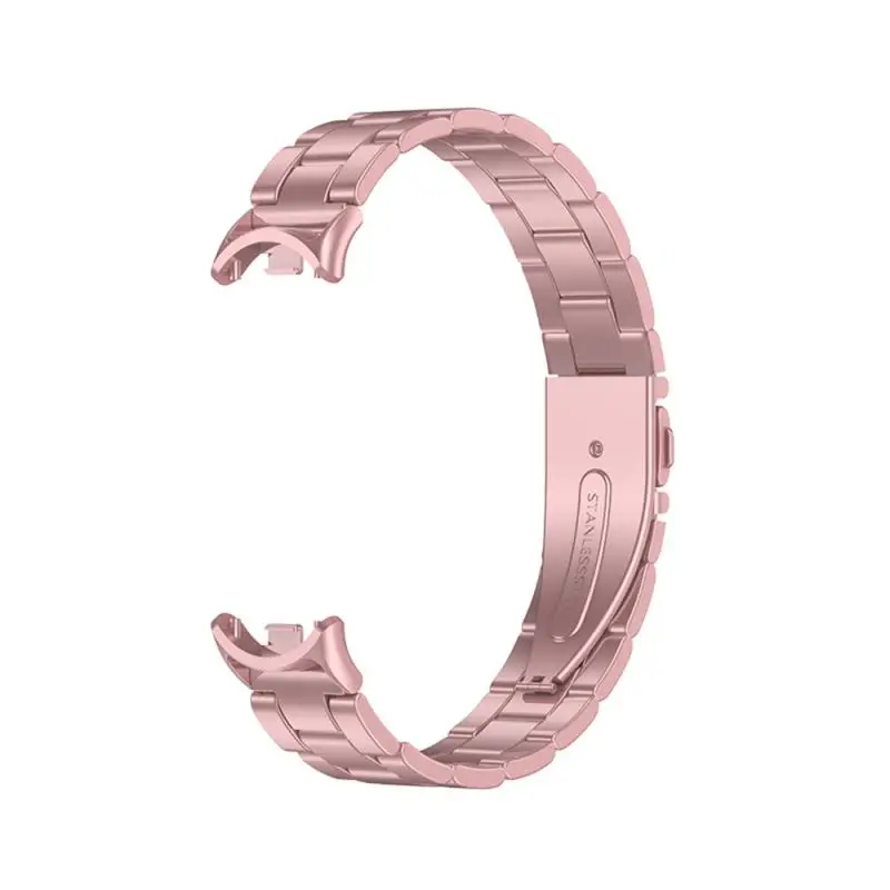 

2023 New Stainless Steel Watch Strap Suitable For Mi Band 8 Ear Style Multi Color Optional Three Bead Smart Bracelet Wristband