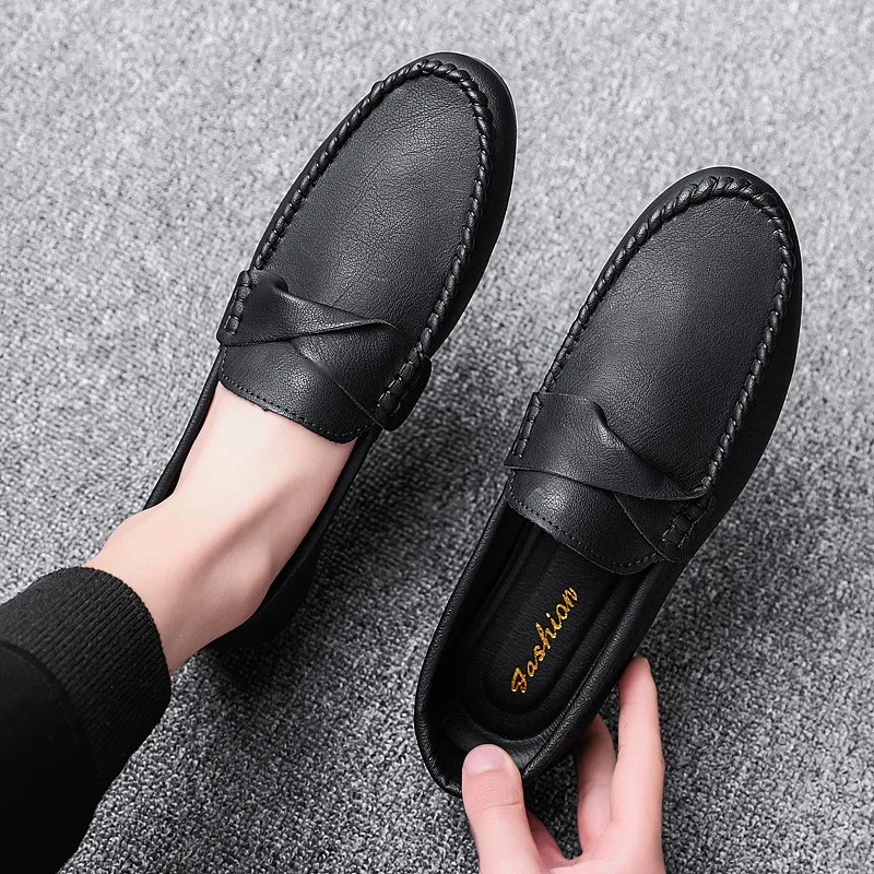 Мужская повседневная обувь 2023 новый стиль мужская удобная мягкая кожаная