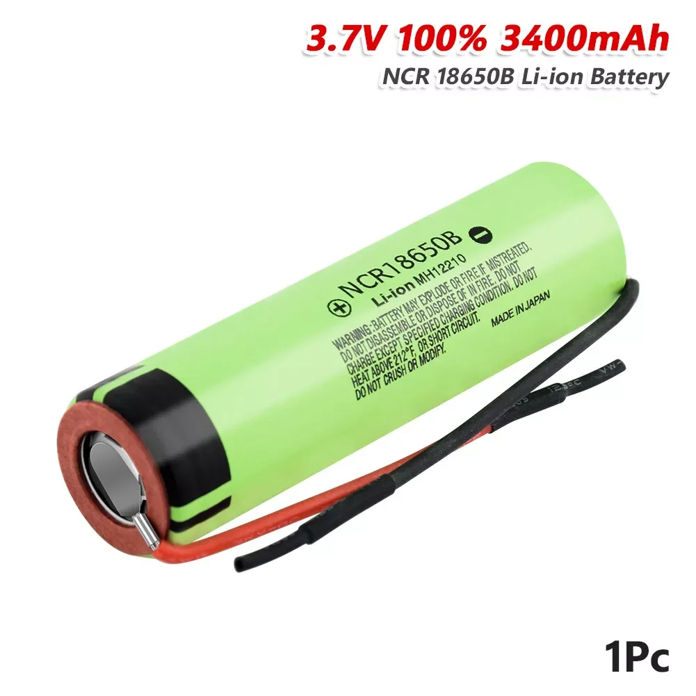 

2023New High Quality 1 piece 3.7V Real 3400mAh 18650 Li Ion Battery Rechargable NCR 18650B 20A Discharge Lithium Battery With Tw