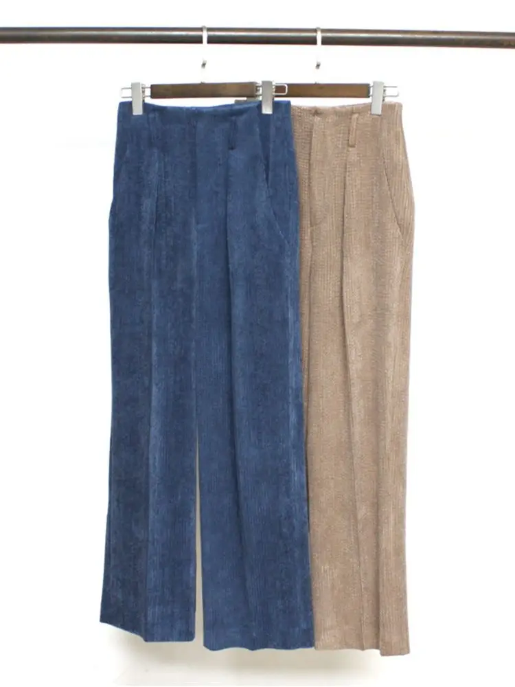 Women's Trousers Solid Loose Straight High Waist Simple Long Corduroy Pants Casual Spring Summer 2023