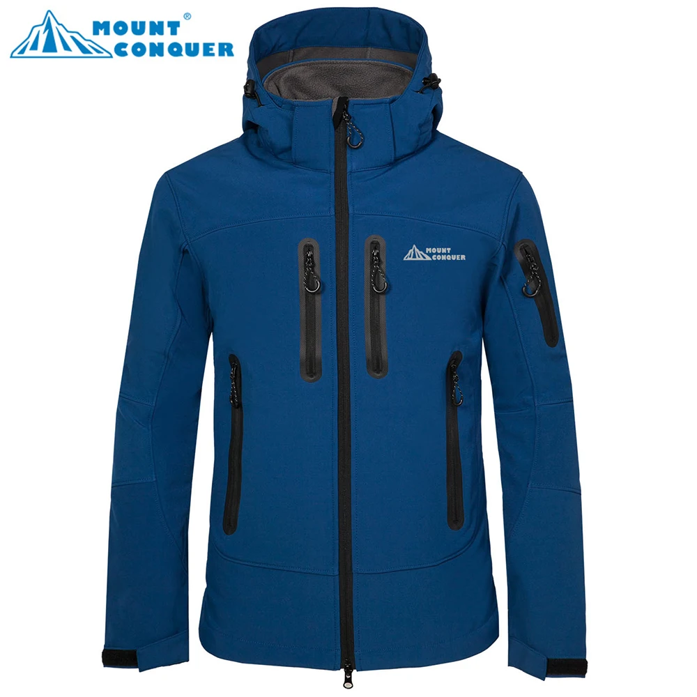 

MOUNT CONQUER Outdoor Male Soft shell Windbreaker Jacket Waterproof Thermal Mountain Climbing Sports Fleece Breathable Jacket