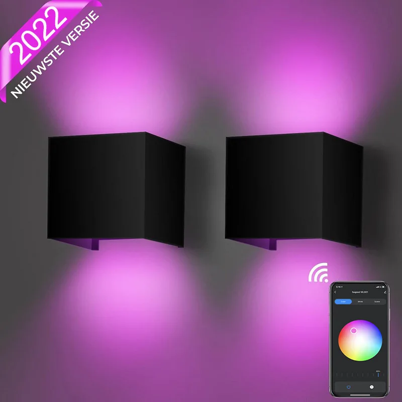 

12W RGBWW LED Wall Lamp RGB+Warm White Colorful Dimming Waterproof IP65 Outdoor Wall Light Ac85-265v Alexa Smart App Control