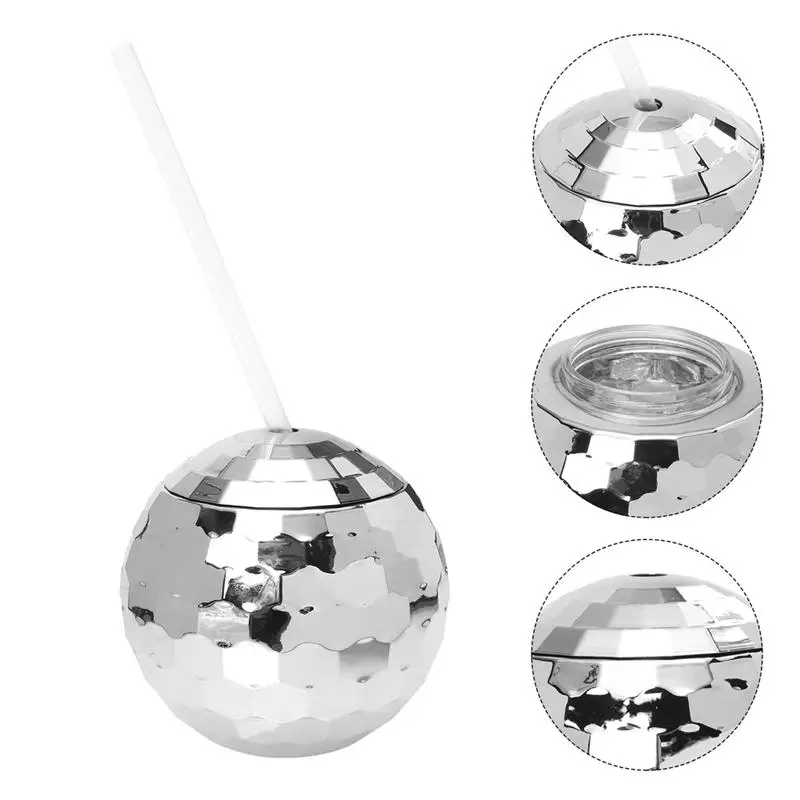 

New Unique Disco Ball Cups Flash Cocktail Cup Nightclub Bar Party Flashlight Straw Wine Glass Drinking Syrup Tea Bottle