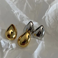 brass with 18 gold real water drop beads stud earrings women jewelry party boho t show gown runway rare korean japan trendy