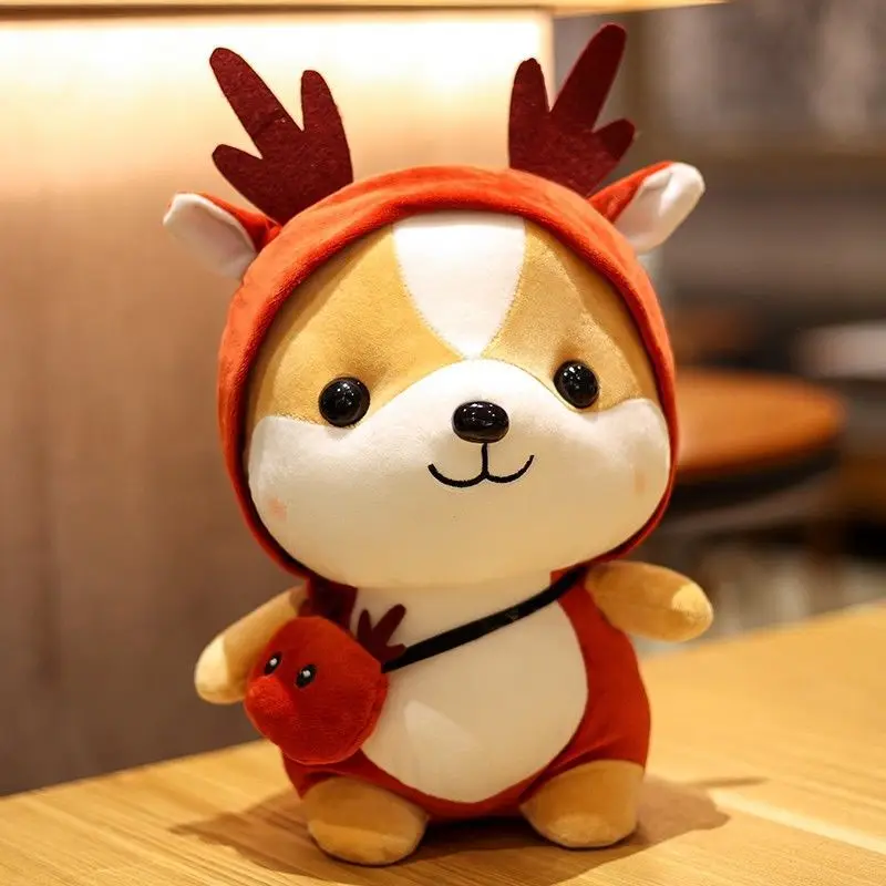 

25/35/45cm Cute Dog Plush Toy Cartoon Soft Stuffed Animals Dinosaur Honeybee Elk Deer Unicorn Cosplay Plushies Doll Child Gifts