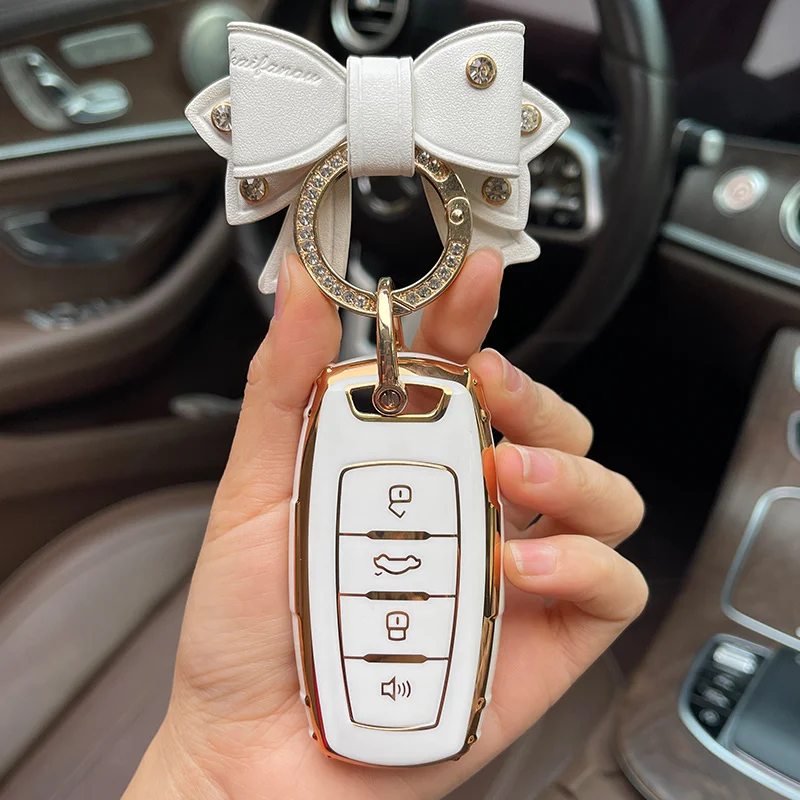 

Leather Bow Keychain Holder TPU Car Key Case Cover for Great Wall Haval Jolion H6 H7 H4 H9 F5 F7 F7X F7H H2S GMW Dargo Key Cover