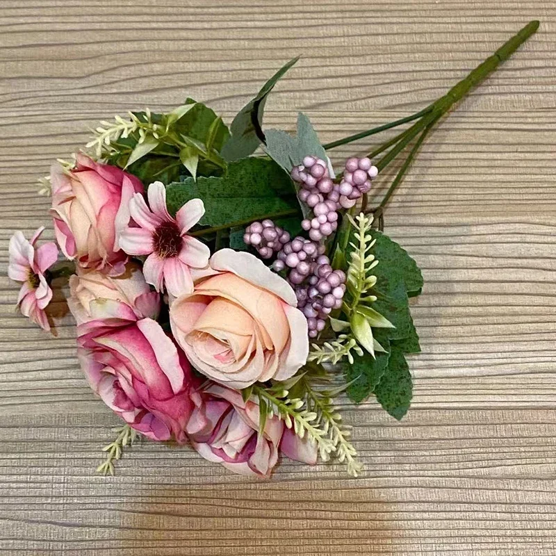 

5 роза 4 ромашки искусственные цветы свадебные украшения дома осеннее украшение высокого качества большой букет роскошные искусственные цветы композиция оптом