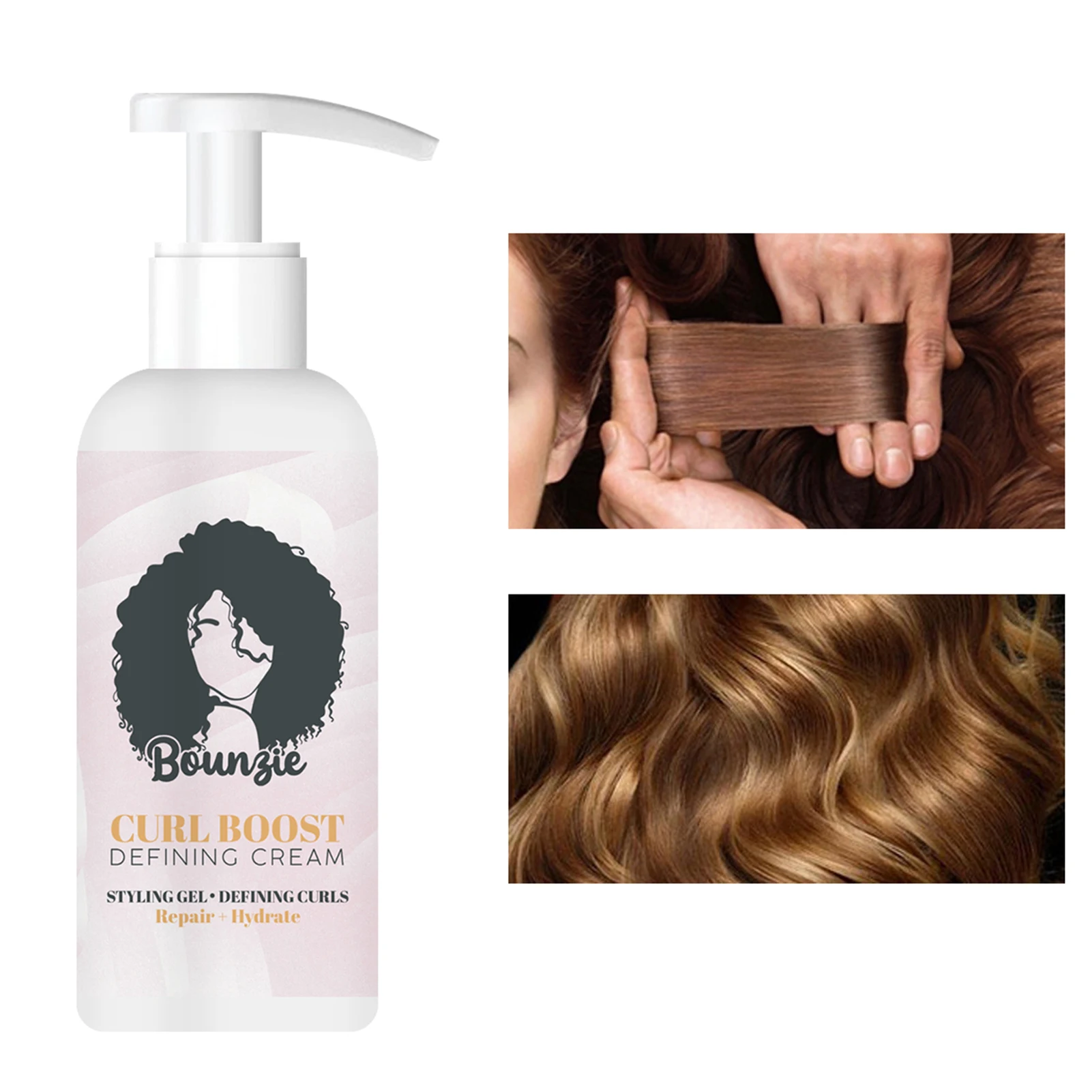 

Curl Boosting Defining Cream Elastin Curly Hair Moisturizer Styling Repair Curling Essence Hair Care Elastin Curl Enhancer