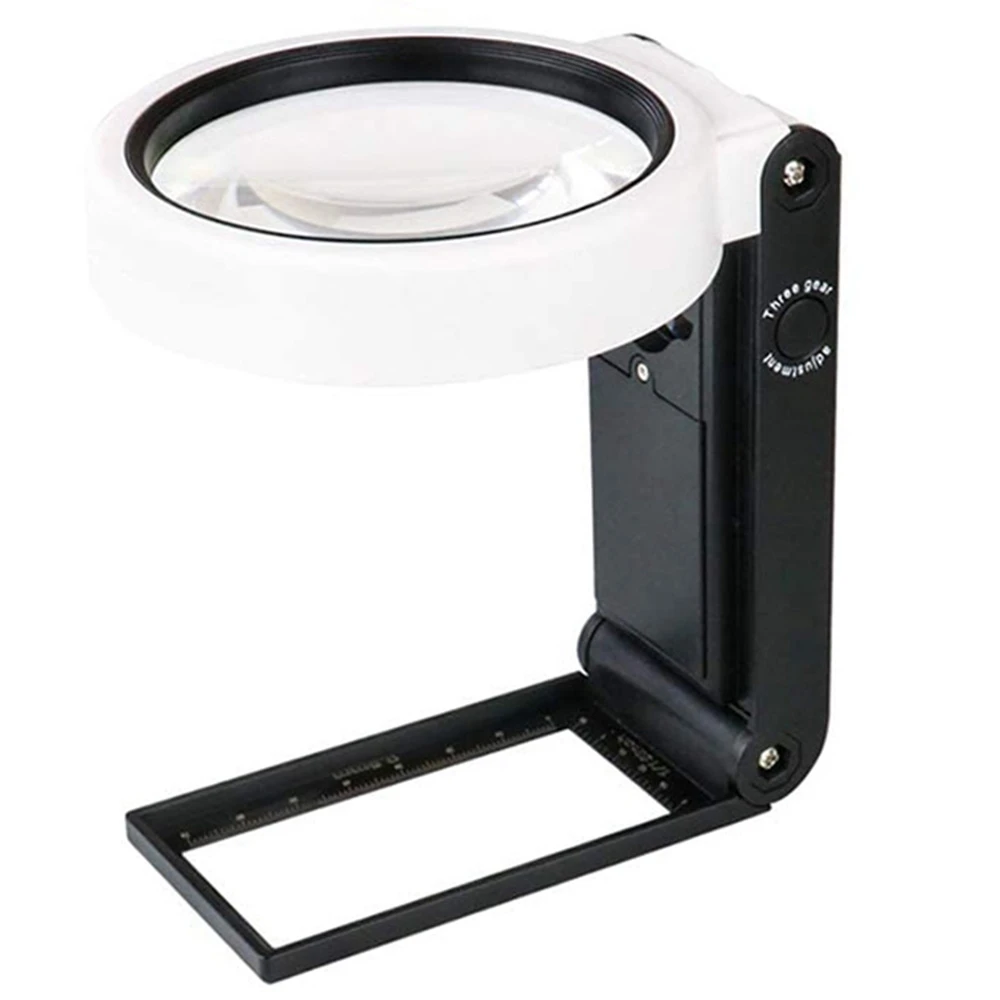 

Magnifying Glass with Light and Stand Hands Free Handheld 6X 25X Adjustable Folding Magnifier with Led Lighted