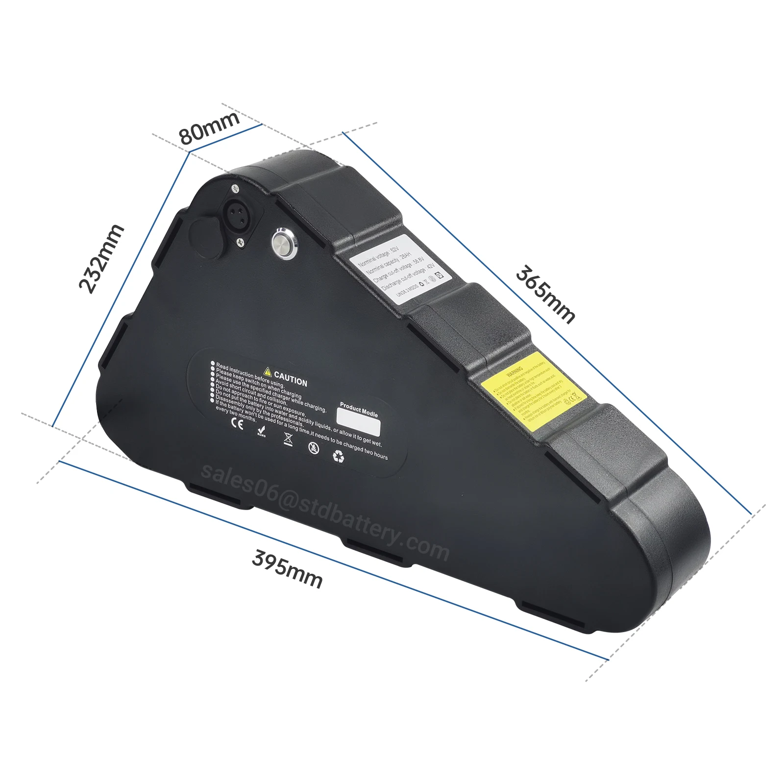 48 в 52 треугольный литий-ионный аккумулятор для электрического велосипеда 100 Вт-1500