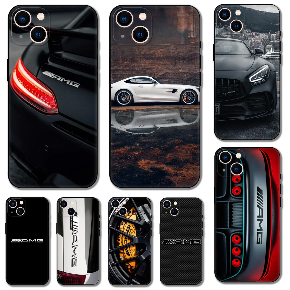 AMG phone case for iphone 5 5s 2020se 6 6s 7 8 plus x 10 XR XS 11 12 13 mini pro MAX black tpu back cover