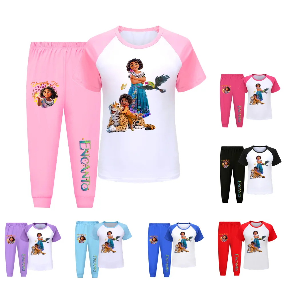 

Disney Summer 2022 Baby Encanto Kids Casual Homewear Toddler Boys T-Shirt + Pants 2 Piece Toddler Girls Costumes 2-16
