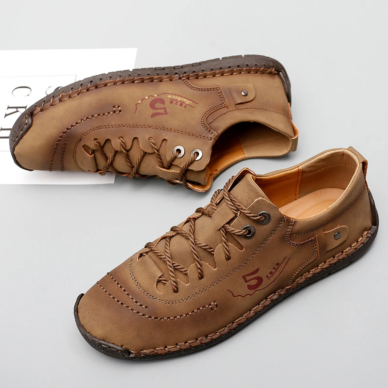 Городские элегантные мужские кожаные туфли повседневные ручной работы