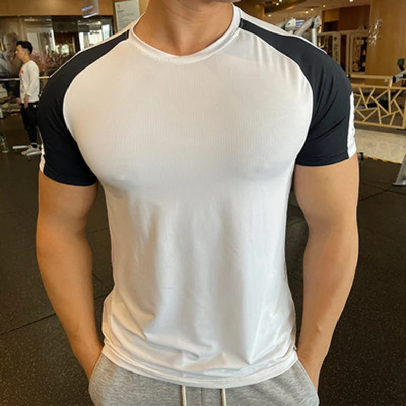 Men's Quick Dry Short Sleeve Tops Running Sports T-shirts Male Gym Training T Shirt Man Sportwear 2023 Summer Casual Clothing