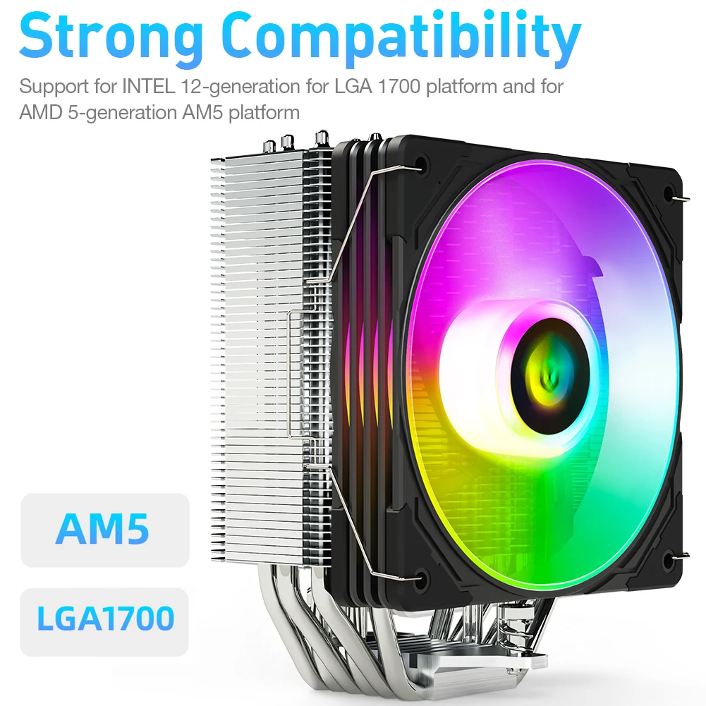 

COOLMOON Cooling Fan Radiator 6 Heat Pipe CPU Cooling Fan Hydraulic Bearing Intelligent Temperature Control for Intel LGA1700