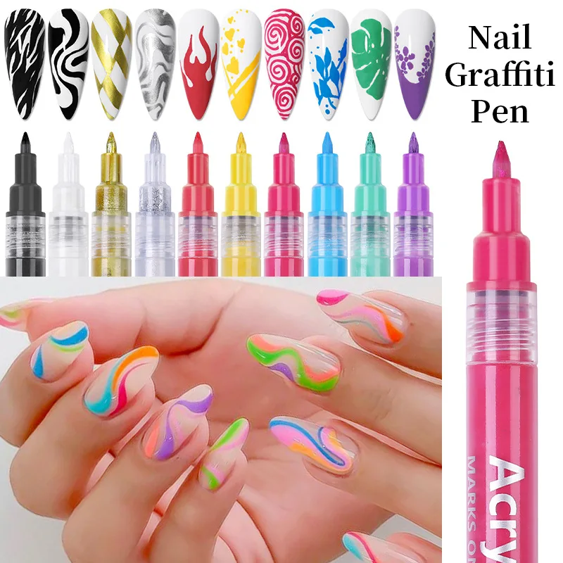 

Nail Art Drawing Graffiti Pen Waterproof Painting Liner Brush DIY 3D Abstract Lines Fine Details Flower Leaf Nail Manicure Tools