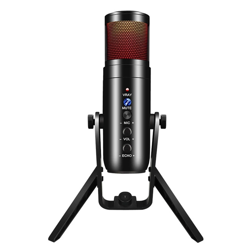

RGB Condenser Microphone USB Condenser Microphone Game Live Conference Recording Monitor Condenser Microphone