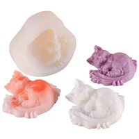 3d sleeping devil cat mould cat resin molds silicone sleeping angel cat epoxy resin for fondant cake decorating candle resin