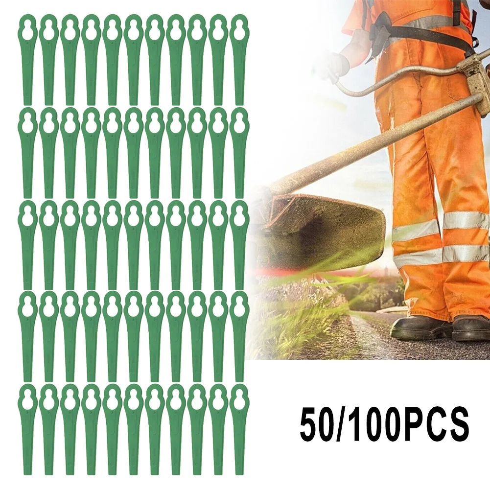 

50/100 Pcs Grass Trimmer Plastic Blades 83mm Cordless For Florabest FRTA 20 A1 Garden Green Replacement Best Sellr