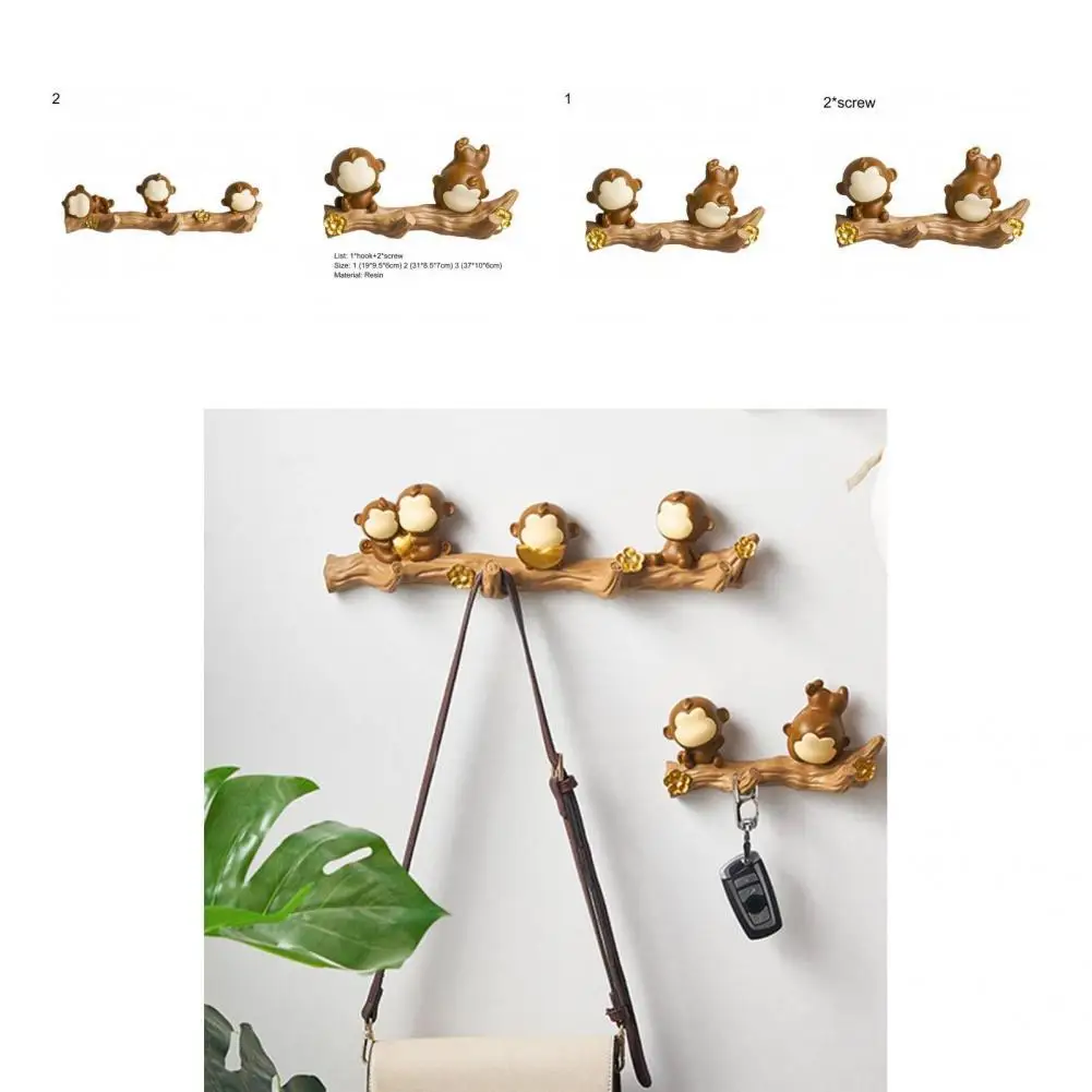 

Reusable Popular Rustic Coat Minimalist Monkey Storage Hanger Lightweight Organizer Hook Eye-catching for Entryway