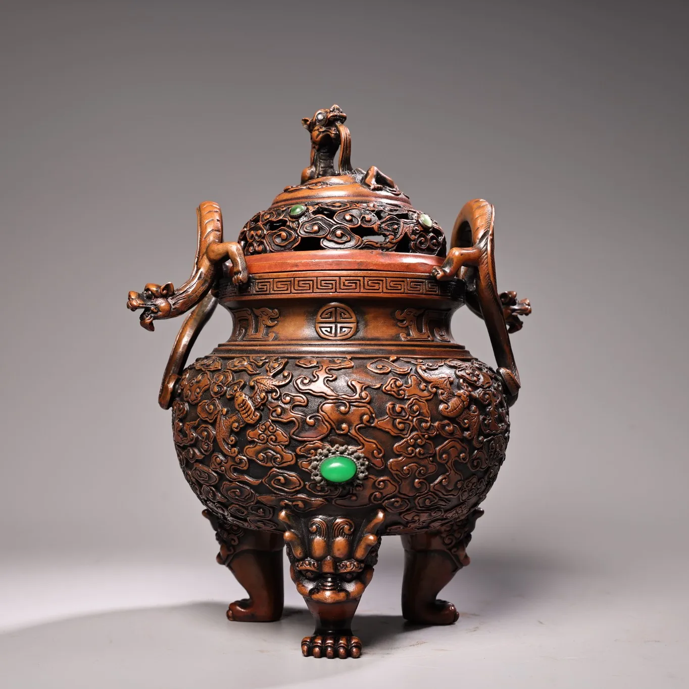 9-дюймовая коллекция тибетского храма старая бронзовая мозаика драгоценный