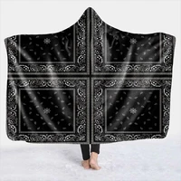 cashew flower black white trend hooded blanket soft sherpa blanket 3d print wearable blanket with hoodie colorful custom