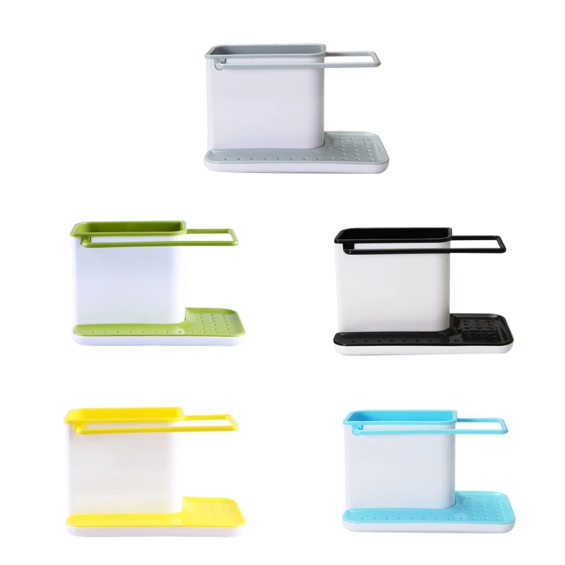Sink Organizer Countertop Dish Racks Rag Hanger Sponge Dishcloth Holder Sink Caddy with Water Tray Kitchen Accessories