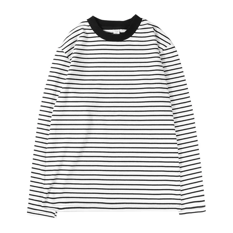 Pure Cotton 3 Black And White Stripes T-Shirt 2022 New Summer Round Neck Short Sleeve Top Tee Shirts