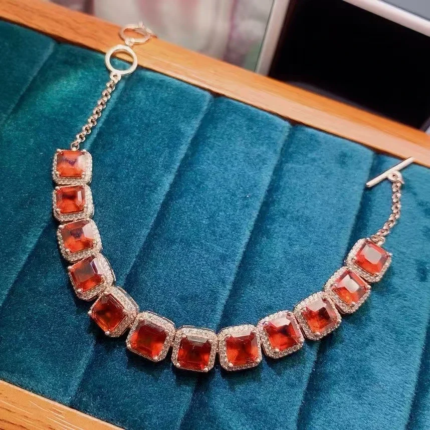 Браслет из натурального граната Fanta 5 мм всего 10 карат натуральный гранат серебро