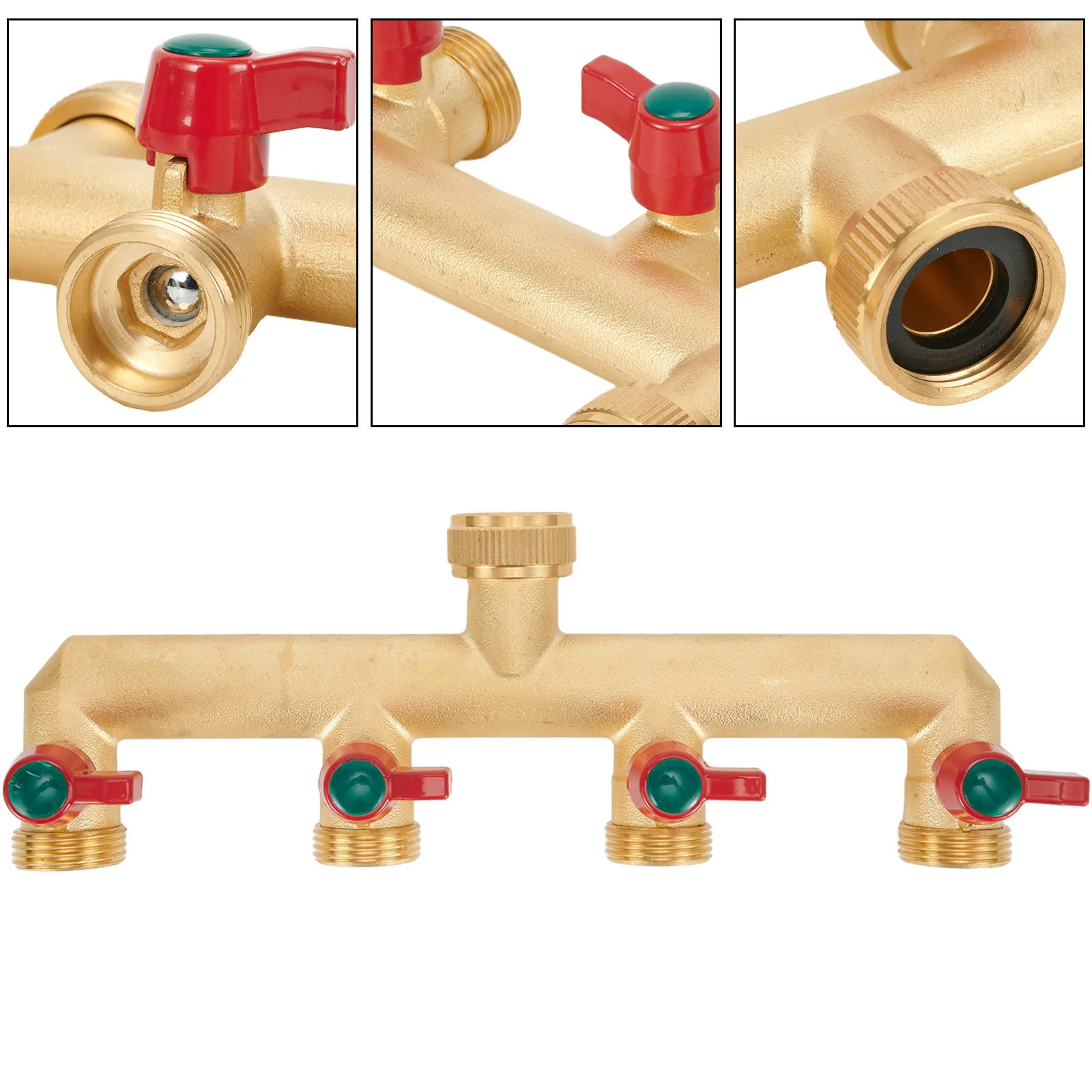 

Universal 4 Way Brass Water Tap Distributor Suitable for High Pressure and Hot/Cold Water Connections (3/4 inch)
