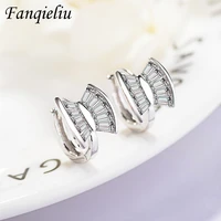 fanqieliu s925 stamp new woman hoop earrings cute butterfly crystal jewelry luxury gift for girl trendy fql20427
