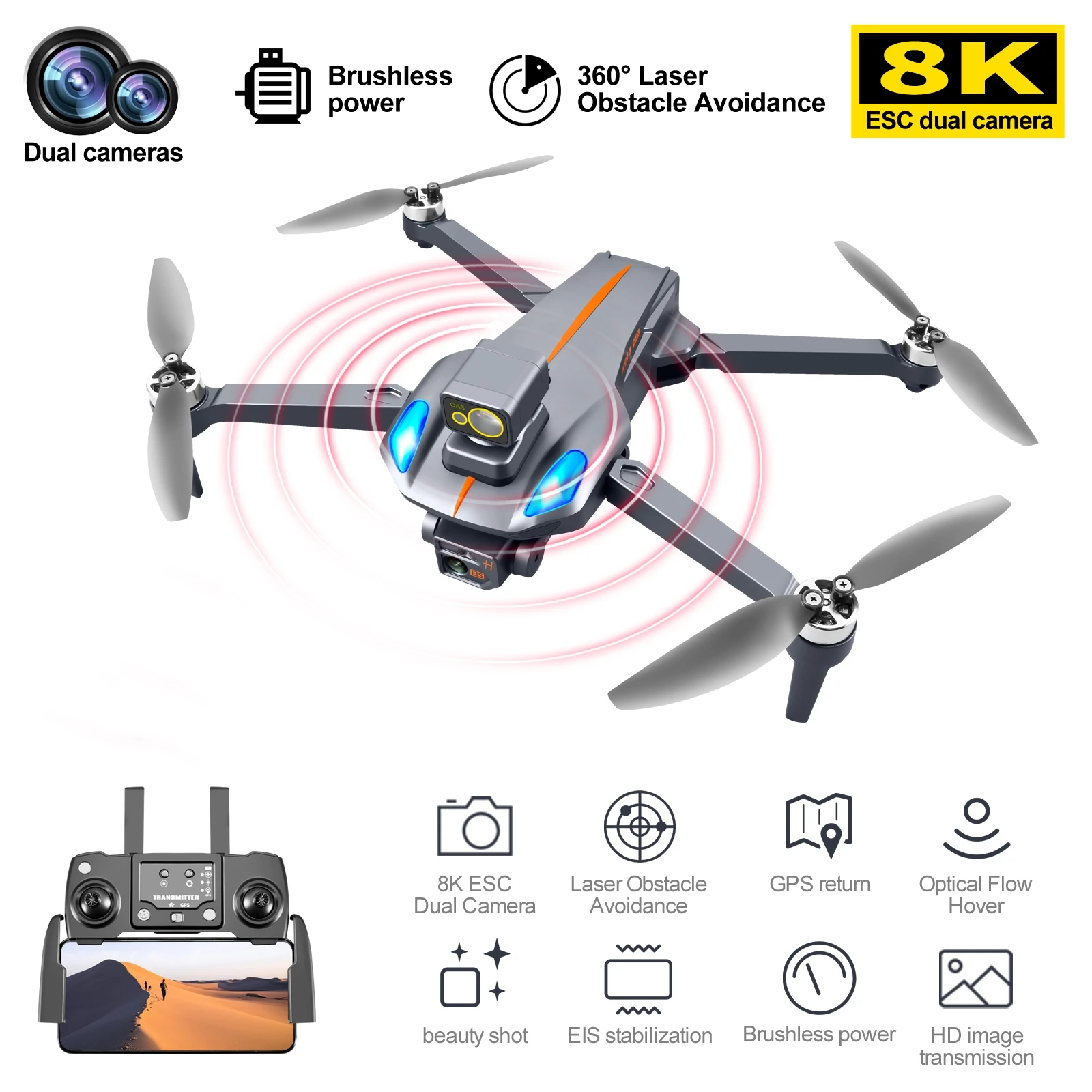 

NEW K911 Drone Camera GPS 8K Control GPS Quadcopter 1.2Km Foldable Remote Toys Photography Professional 360 Obstacle Avoidance