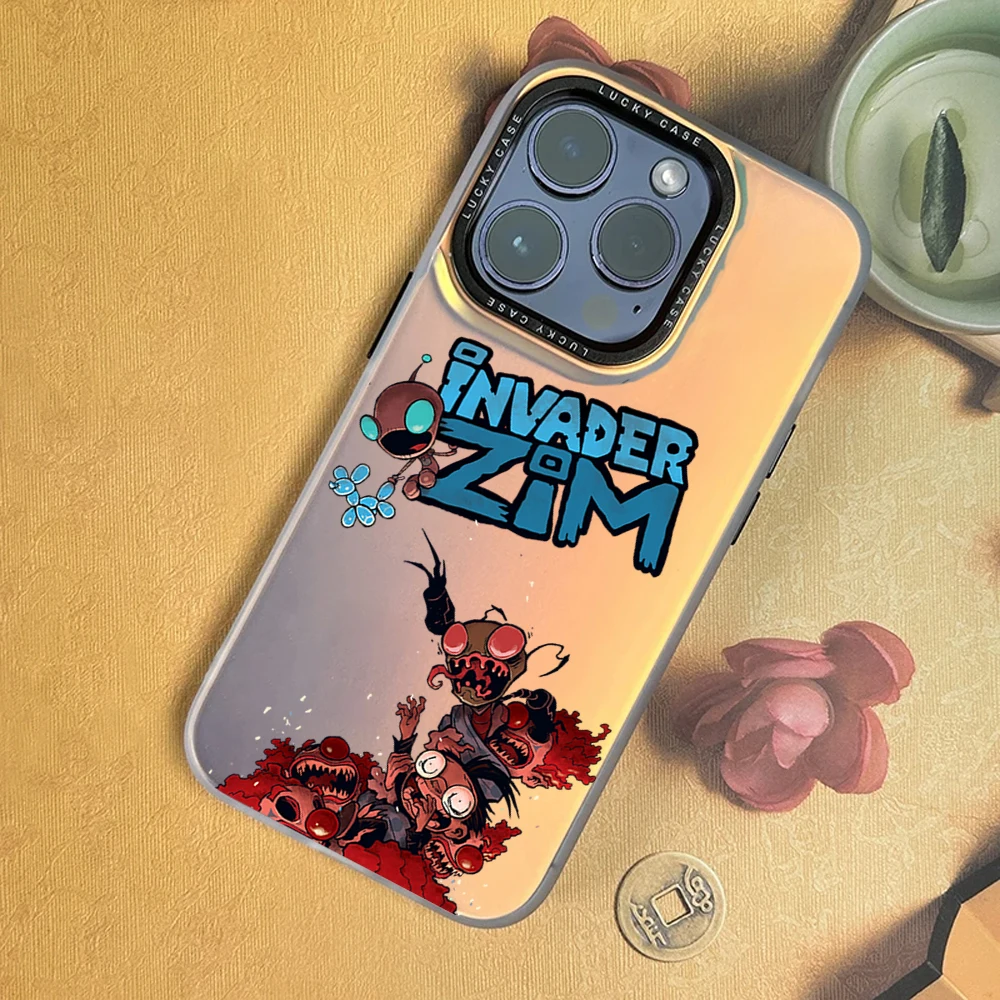 Cartoon I-Invader Zim For Huawei MATE 60 70 PRO NOVA PURA ULTRA Honor 90 80 SE GT 200 IMD Chameleon Laser Phone Case