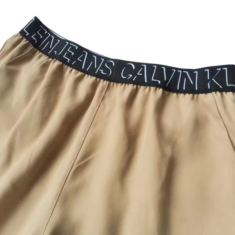 Solid color shorts women's spring summer new everything casual pants high waist show thin A-line pants loose wide leg pants