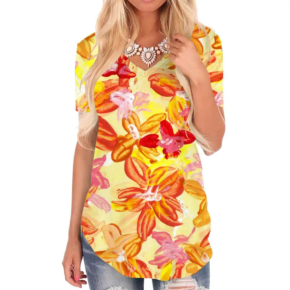 

Футболка женская с цветочным принтом, с 3d-рисунком