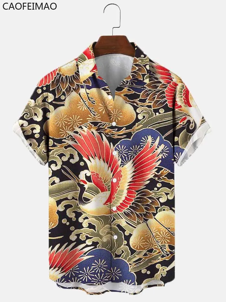 

Caofeimao 2023Costumes Vacation Vintage Clothes for Men 3D Hawaiian Floral Casual Blouse Pattern High Quality Luxury Men's Shirt