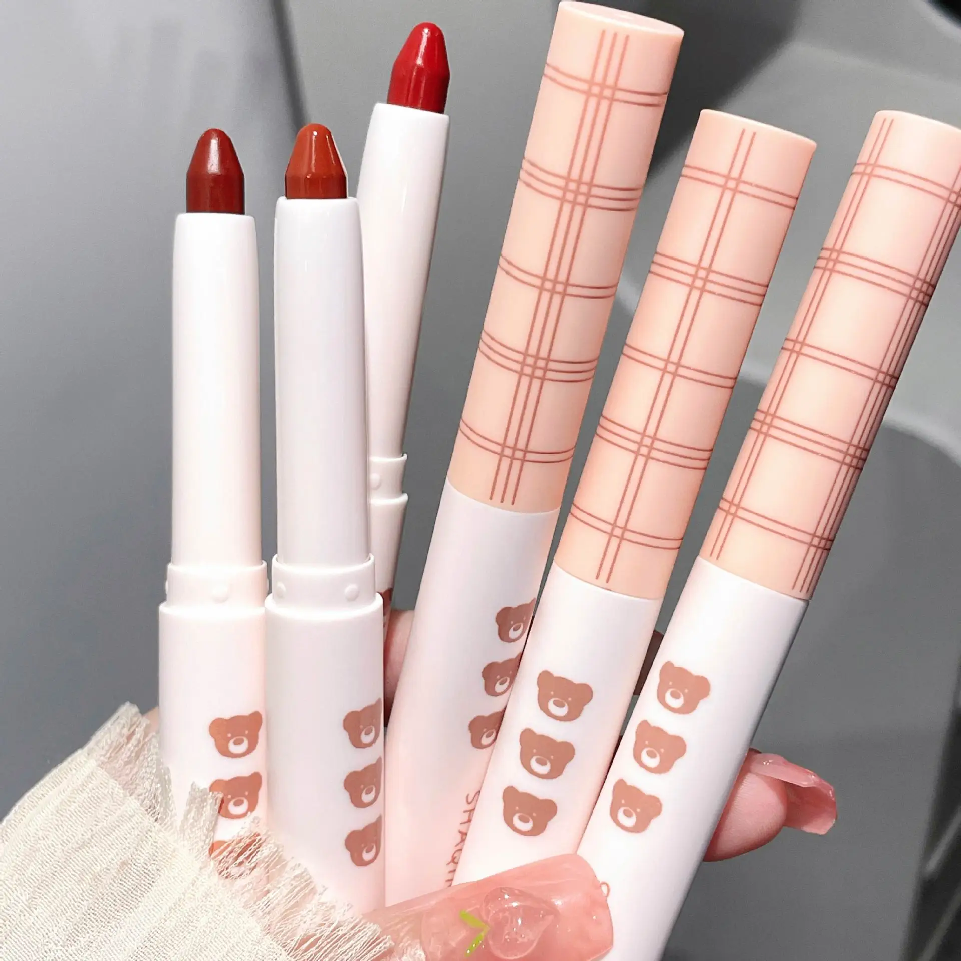 

6 Colors Nude Velvet Matte Lipstick Nude Pink Matte Solid Lip Gloss Waterproof Lasting Lipstick Pencil Lip Liner Pen Lip Makeup