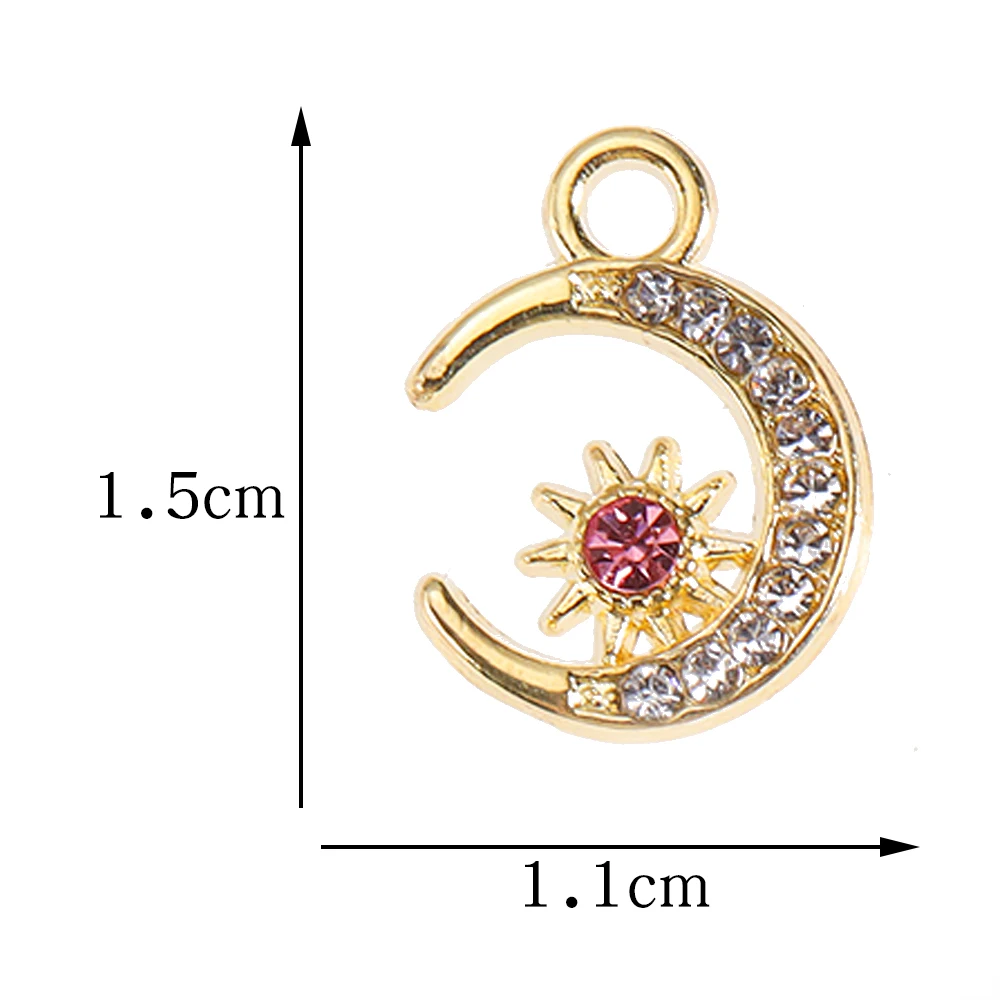 Подвески в виде Луны и звезды из сплава с кристаллами 20 шт./партия 15*11 Y2k оптовая