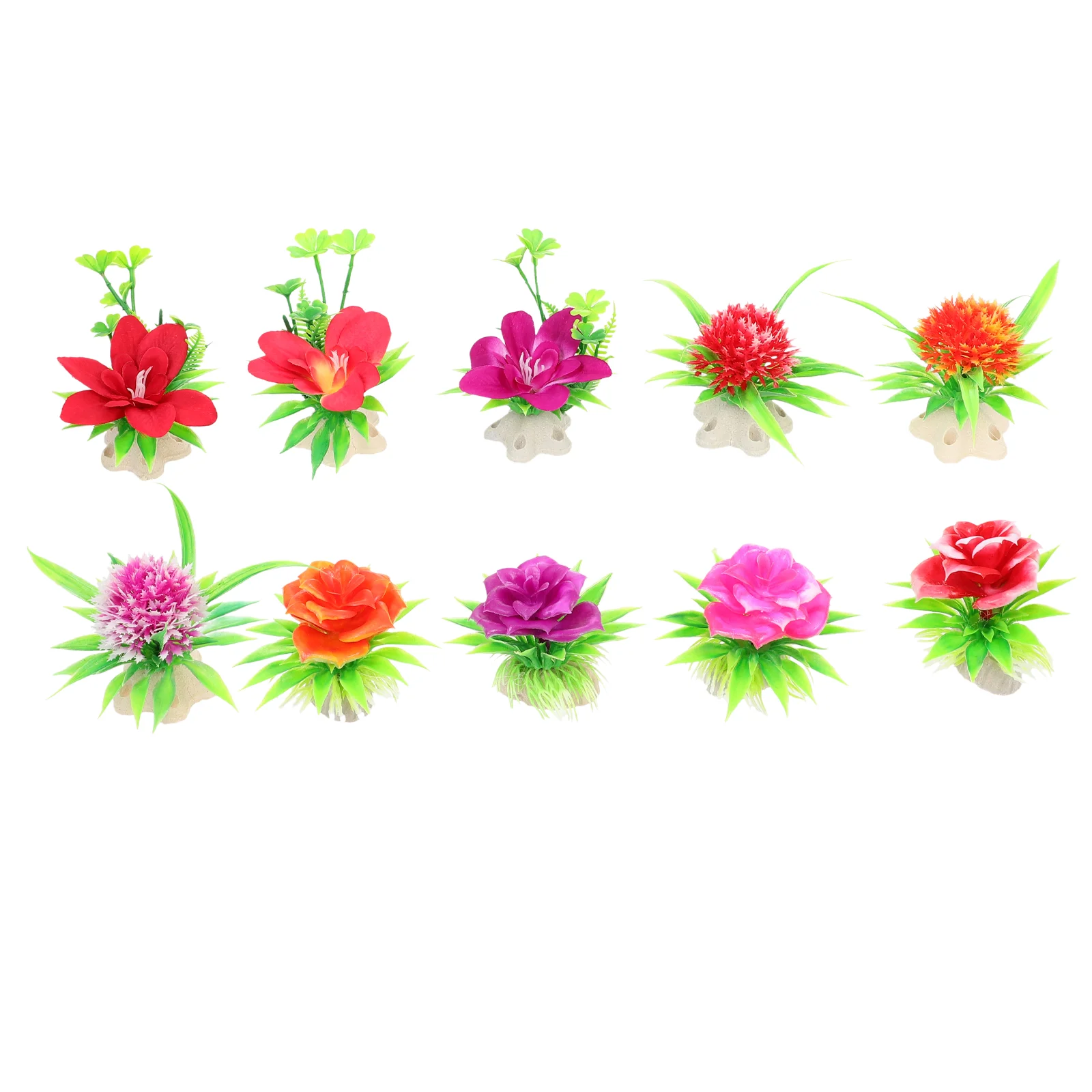 

10Pcs Sushi Plate Decorations Artificial Flower Decors Flower Plant Ornaments for Plate