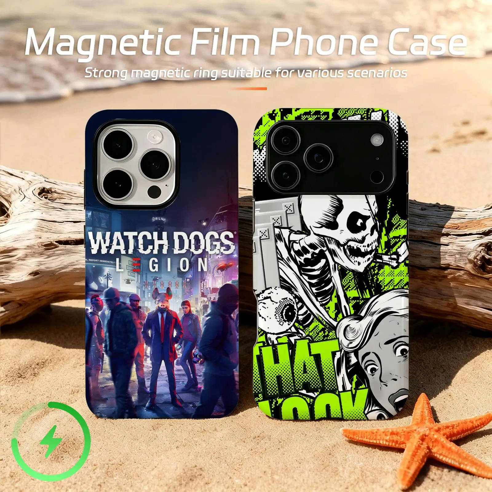 Фото Глянцевый магнитный чехол для iPhone 17, 16, 16e, 15, 14, 13, 12 Plus Pro Max с дизайном Dedsec из игры Watch Dogs 2 №1