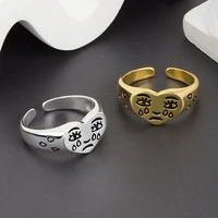 2022 trend retro crying face open ring for women fashion simple cute geometric sad tear face couple adjustable ring jewelry gift